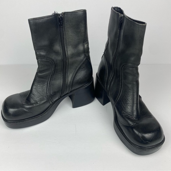 Steve Madden Vintage 90's Hott Leather Chunky Platform Ankle Boots - Picture 5 of 11